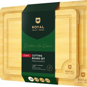 Wood Cutting Board Set of 2 - Bamboo Cutting Board - Kitchen Chopping Board